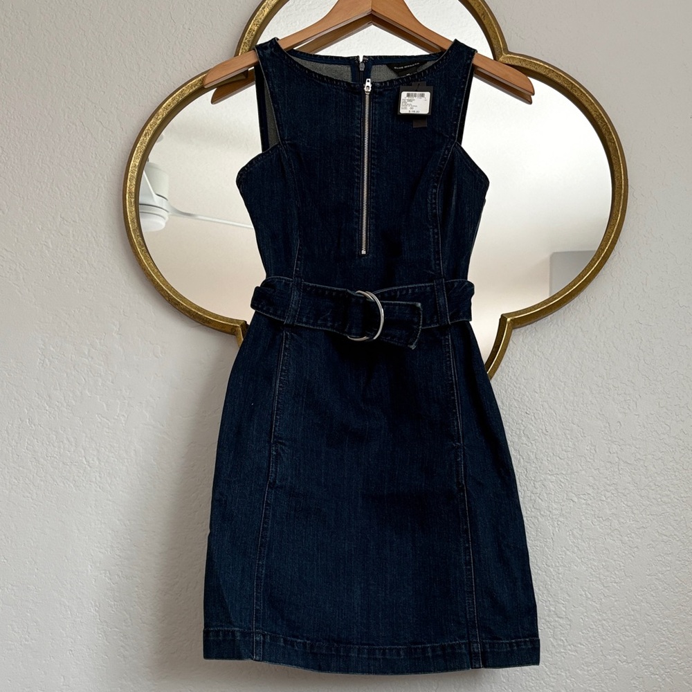 Club Monaco Denim Sleeveless Belted Dress
